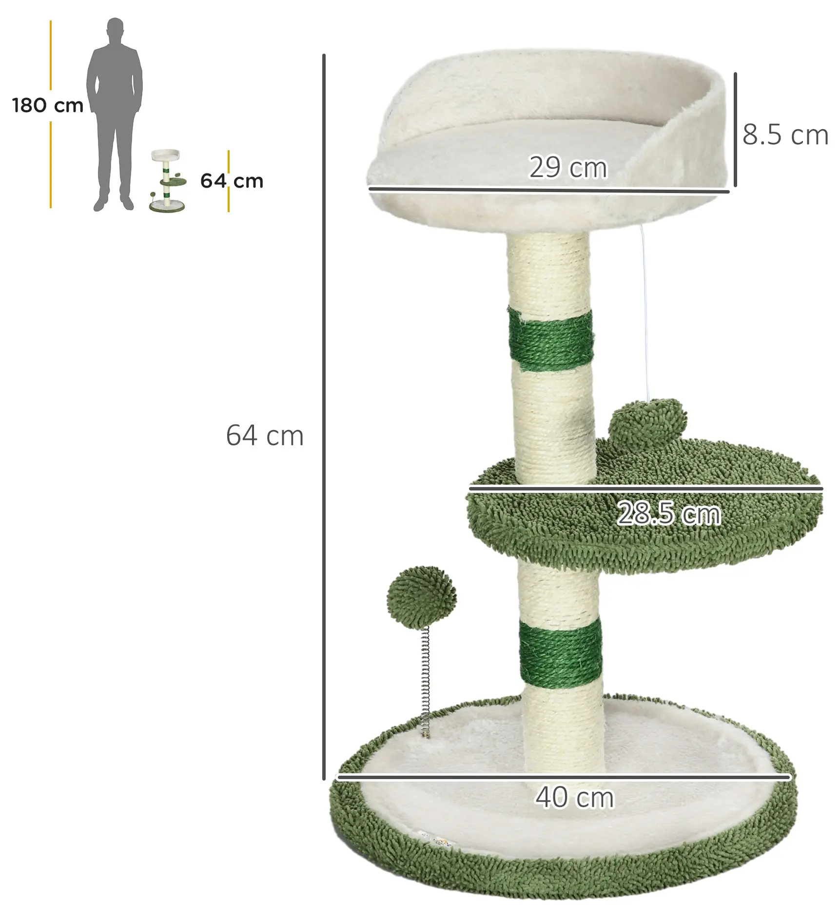 Ansamblu de joaca pentru pisici PawHut D30-748V00GN (Green/White) - 3