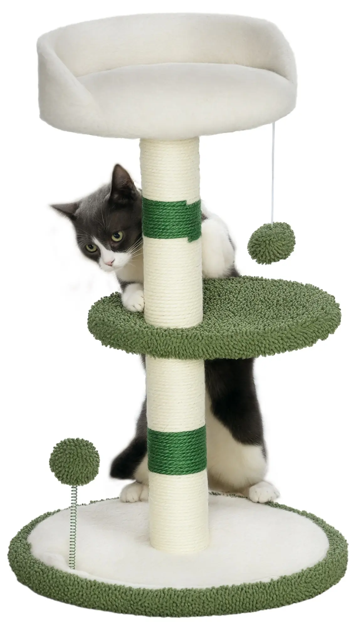 Ansamblu de joaca pentru pisici PawHut D30-748V00GN (Green/White)