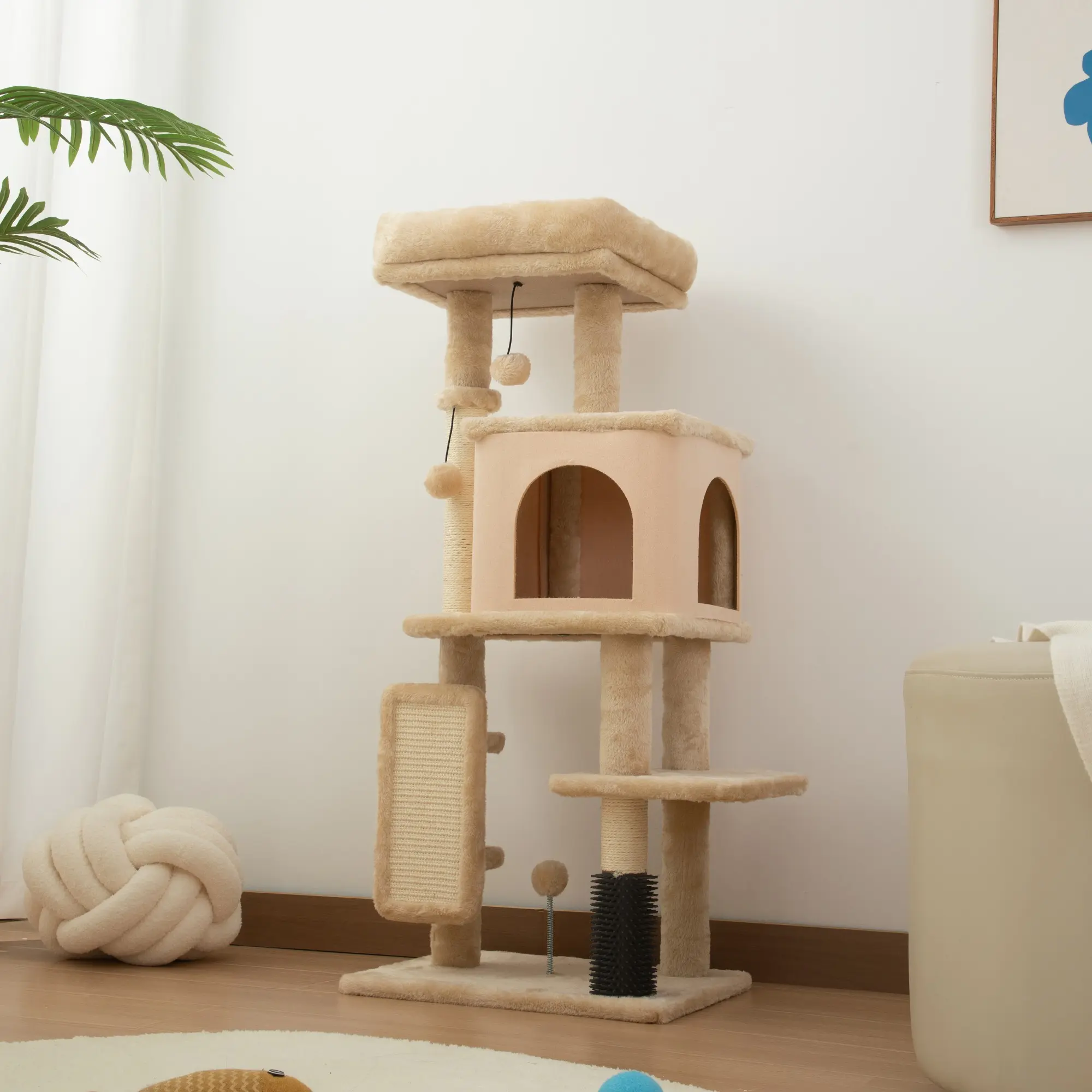 Игровой комплекс для кошек PawHut D30-842V00BG (Beige/Cream) - 5