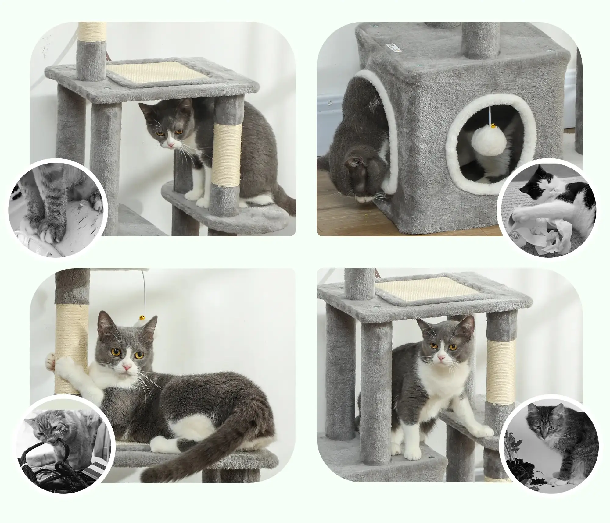 Игровой комплекс для кошек PawHut D30-901V00GY (Grey) - 3