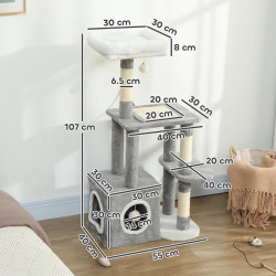 Игровой комплекс для кошек PawHut D30-901V00GY (Grey) Thumb