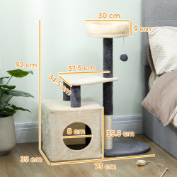 Игровой комплекс для кошек PawHut D30-923V00CW (Cream White/Dark Grey) Thumb