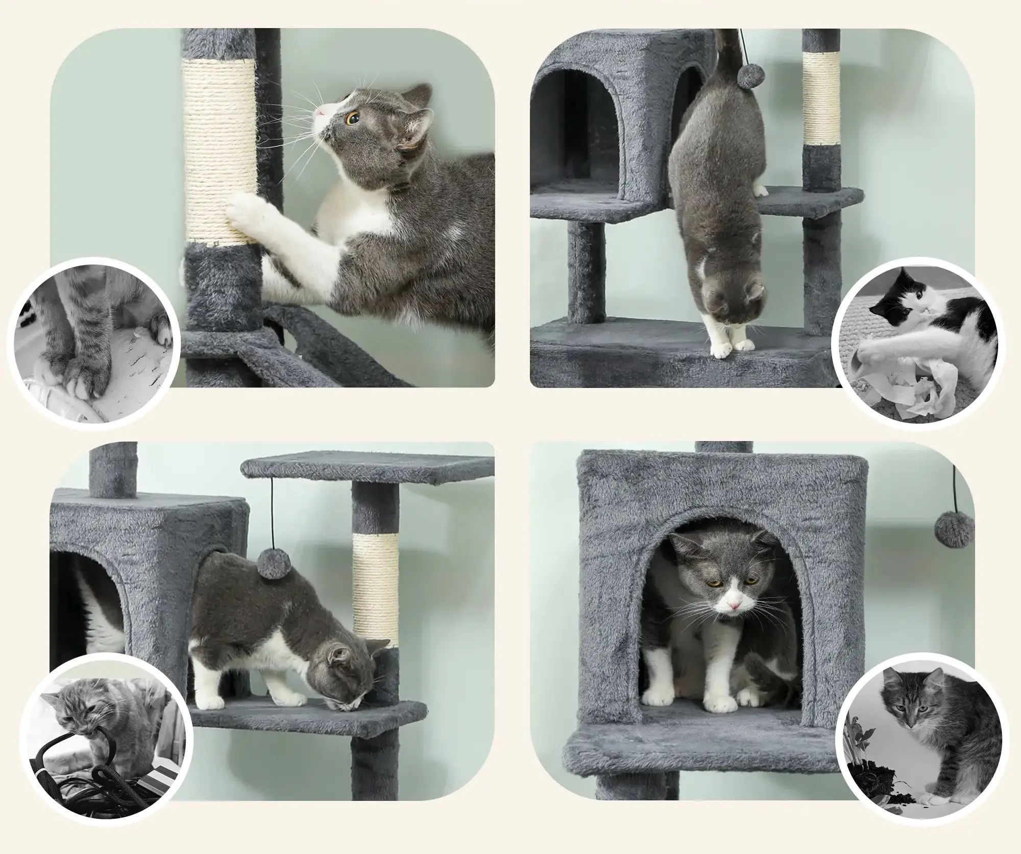Игровой комплекс для кошек PawHut D30-932V00CG (Dark Grey) - 3