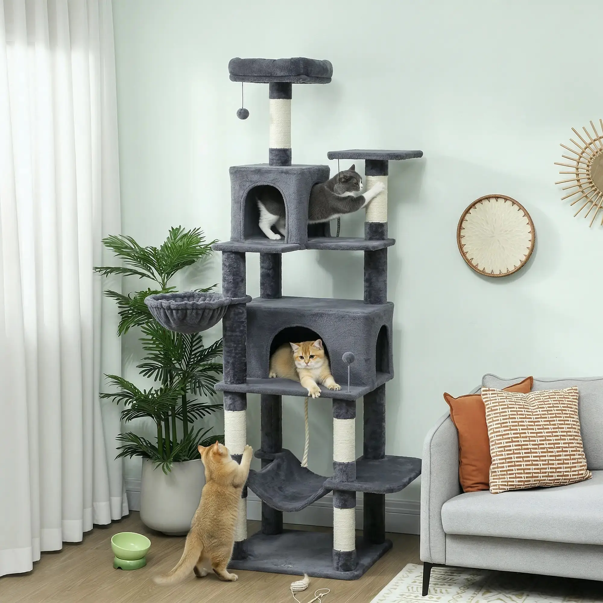 Игровой комплекс для кошек PawHut D30-932V00CG (Dark Grey) - 5