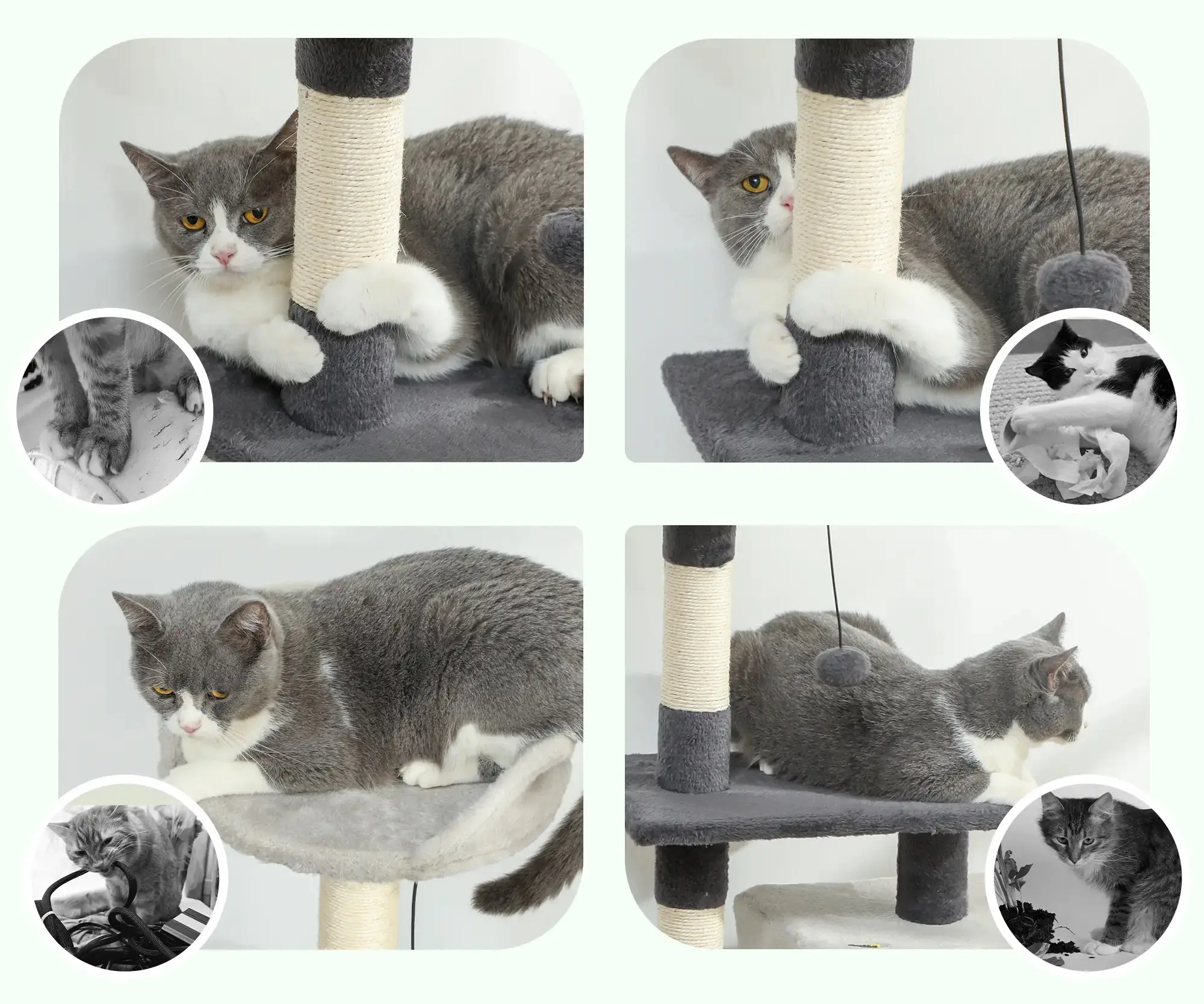 Игровой комплекс для кошек PawHut D30-935V00LG (Light Grey|Black) - 3