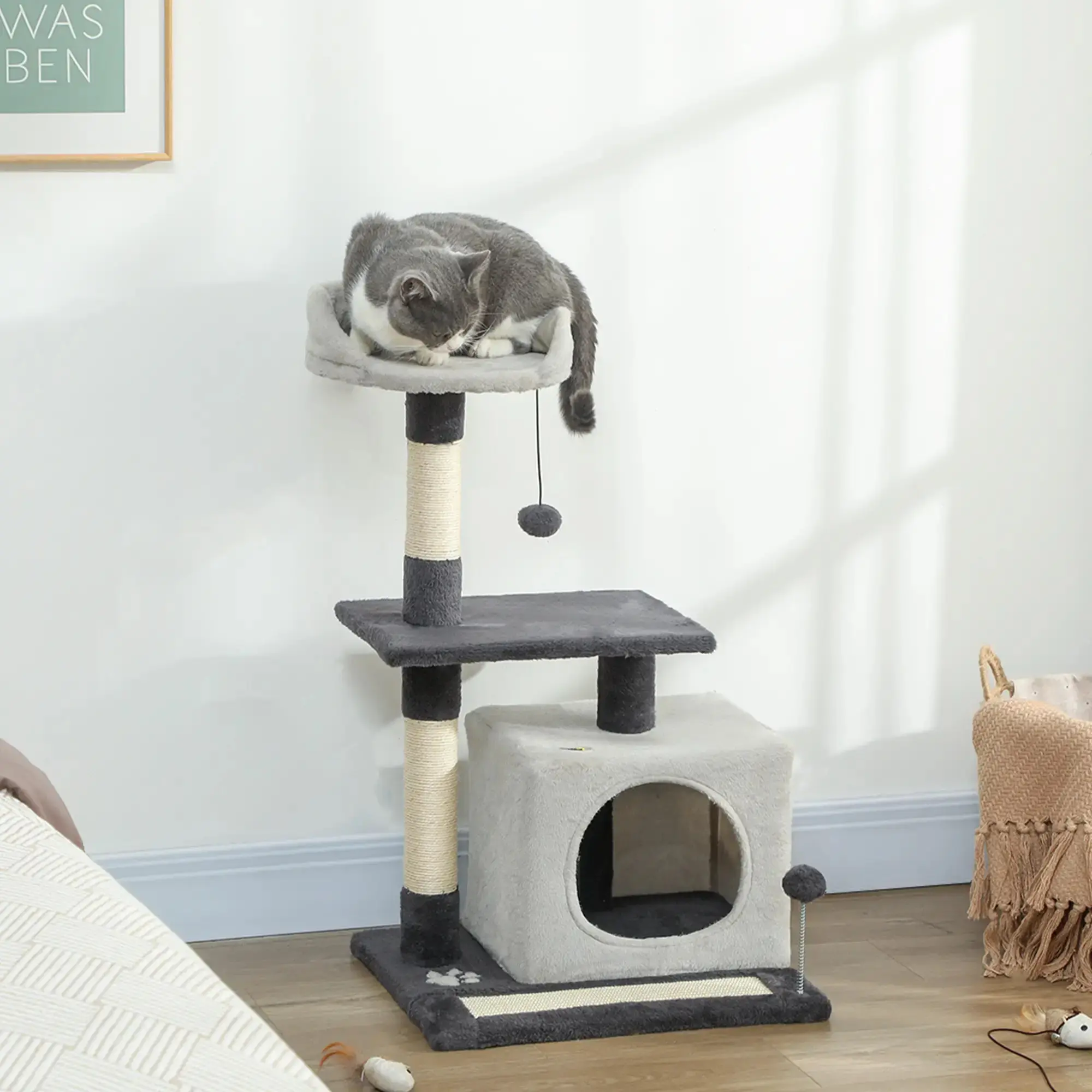 Игровой комплекс для кошек PawHut D30-935V00LG (Light Grey|Black) - 5