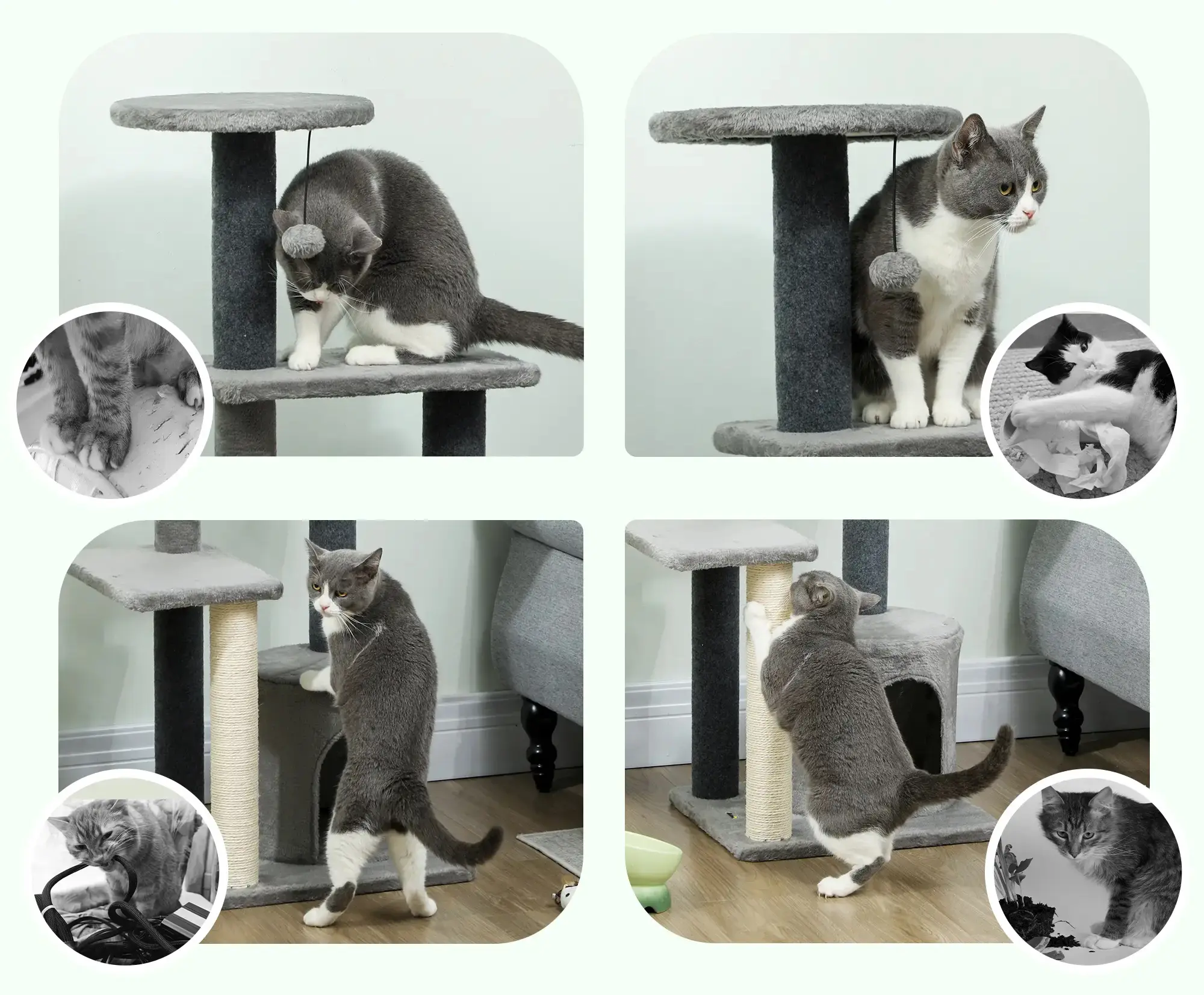 Игровой комплекс для кошек PawHut D30-940V00GY (Grey) - 5