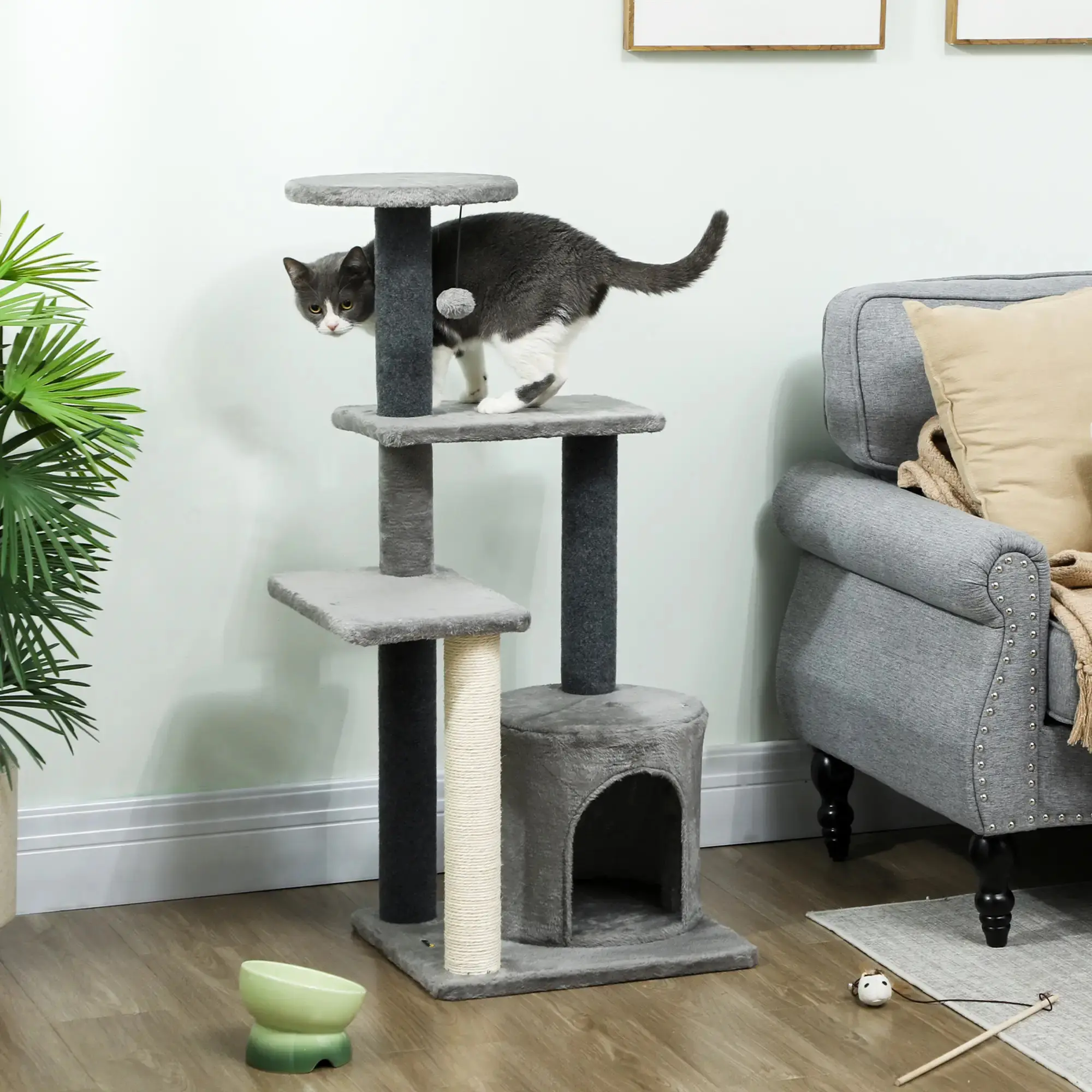 Игровой комплекс для кошек PawHut D30-940V00GY (Grey) - 6