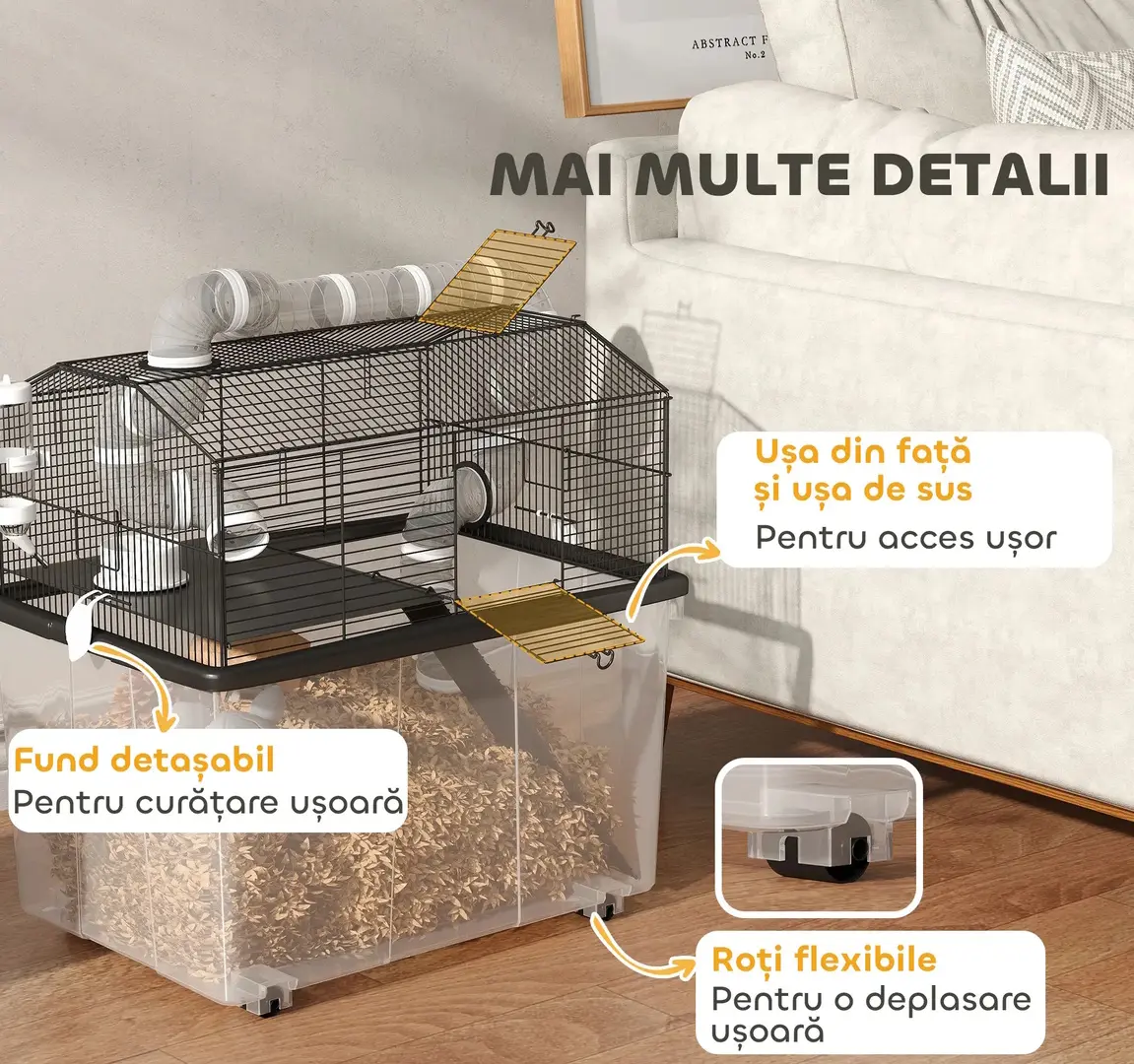 Cusca pentru hamsteri PawHut D51-475V00BK (Black) - 5