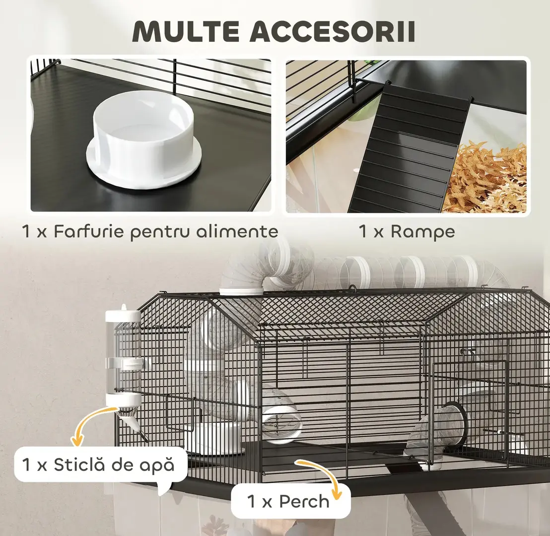 Cusca pentru hamsteri PawHut D51-475V00BK (Black) - 6