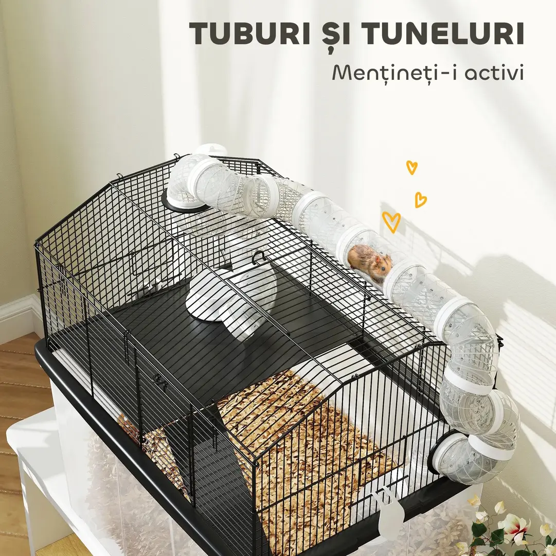 Cusca pentru hamsteri PawHut D51-475V00BK (Black) - 7