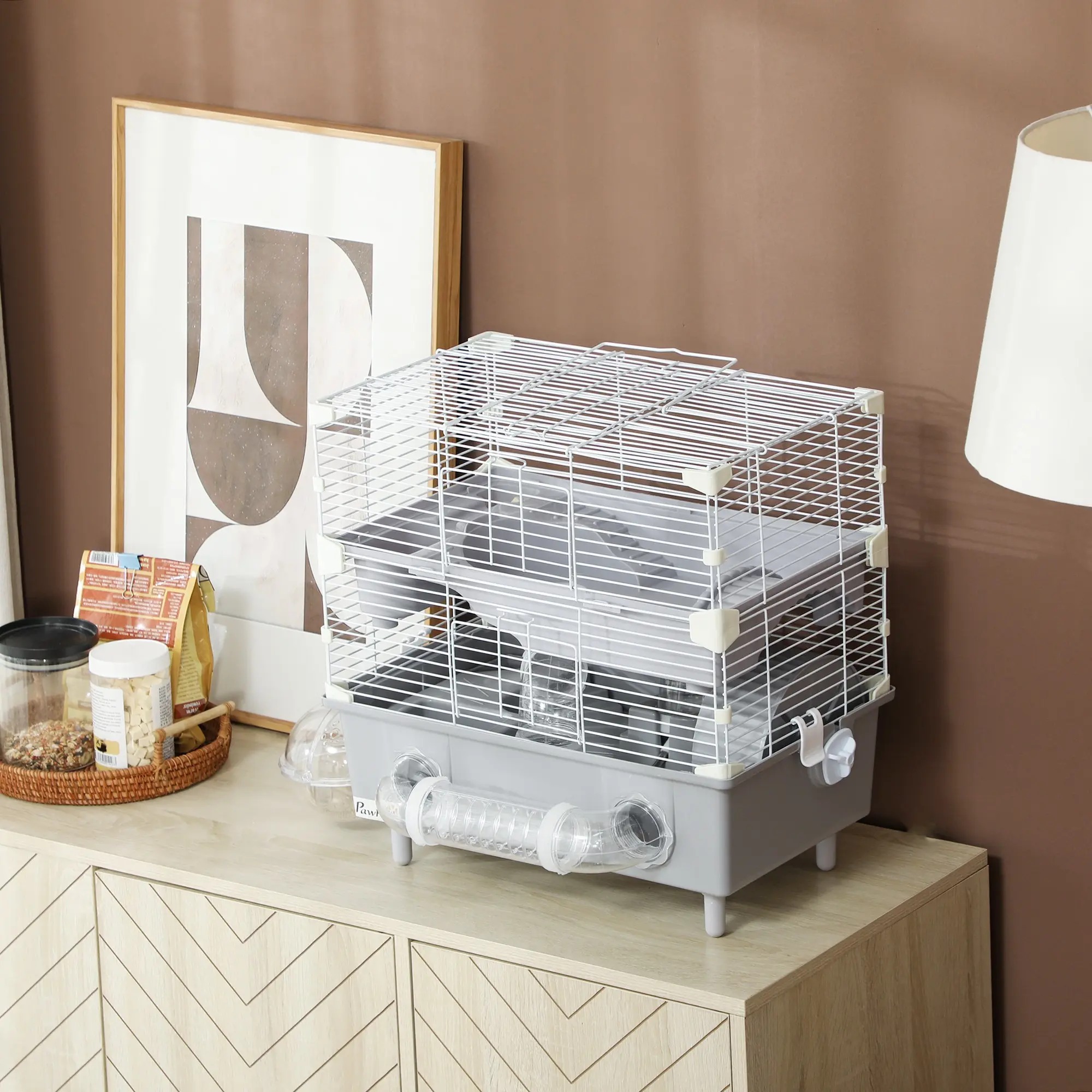 Cusca pentru hamsteri PawHut D51-482V00GY (Grey) - 8