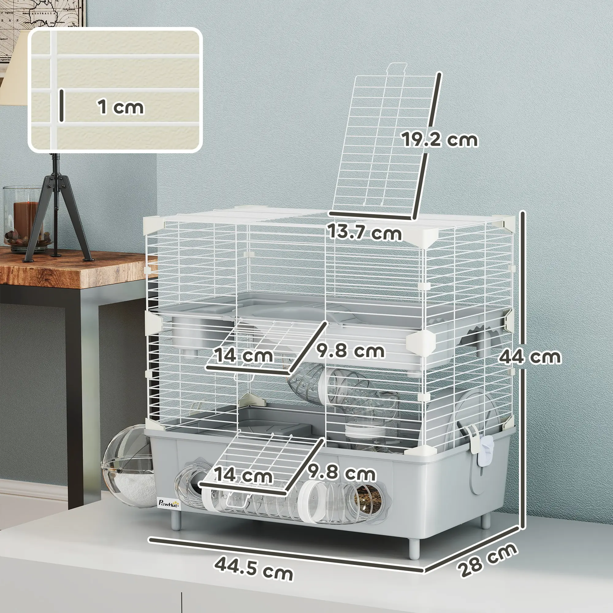 Cusca pentru hamsteri PawHut D51-482V00GY (Grey) - 10
