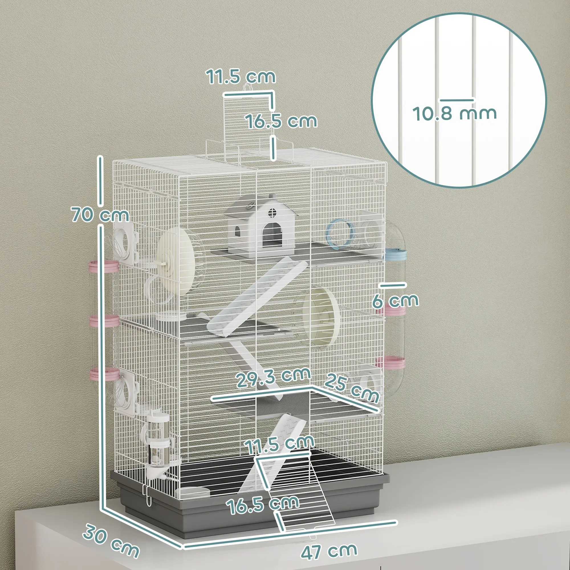 Cusca pentru hamsteri PawHut D51-526V00GY (Grey) - 7