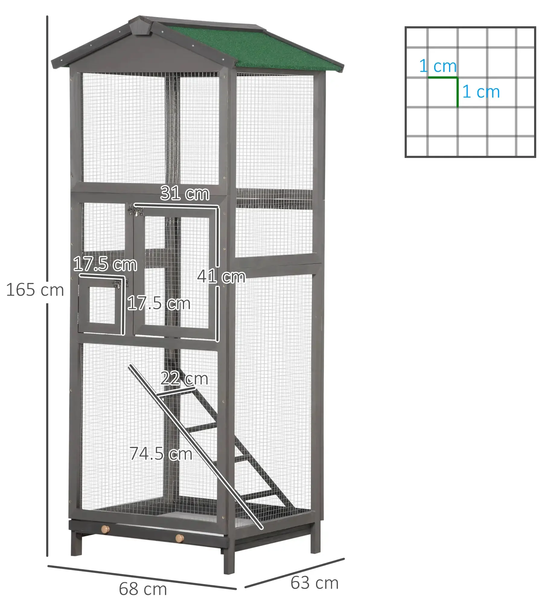 Colivie pentru pasari PawHut D10-004V00LG (Light Grey) - 3
