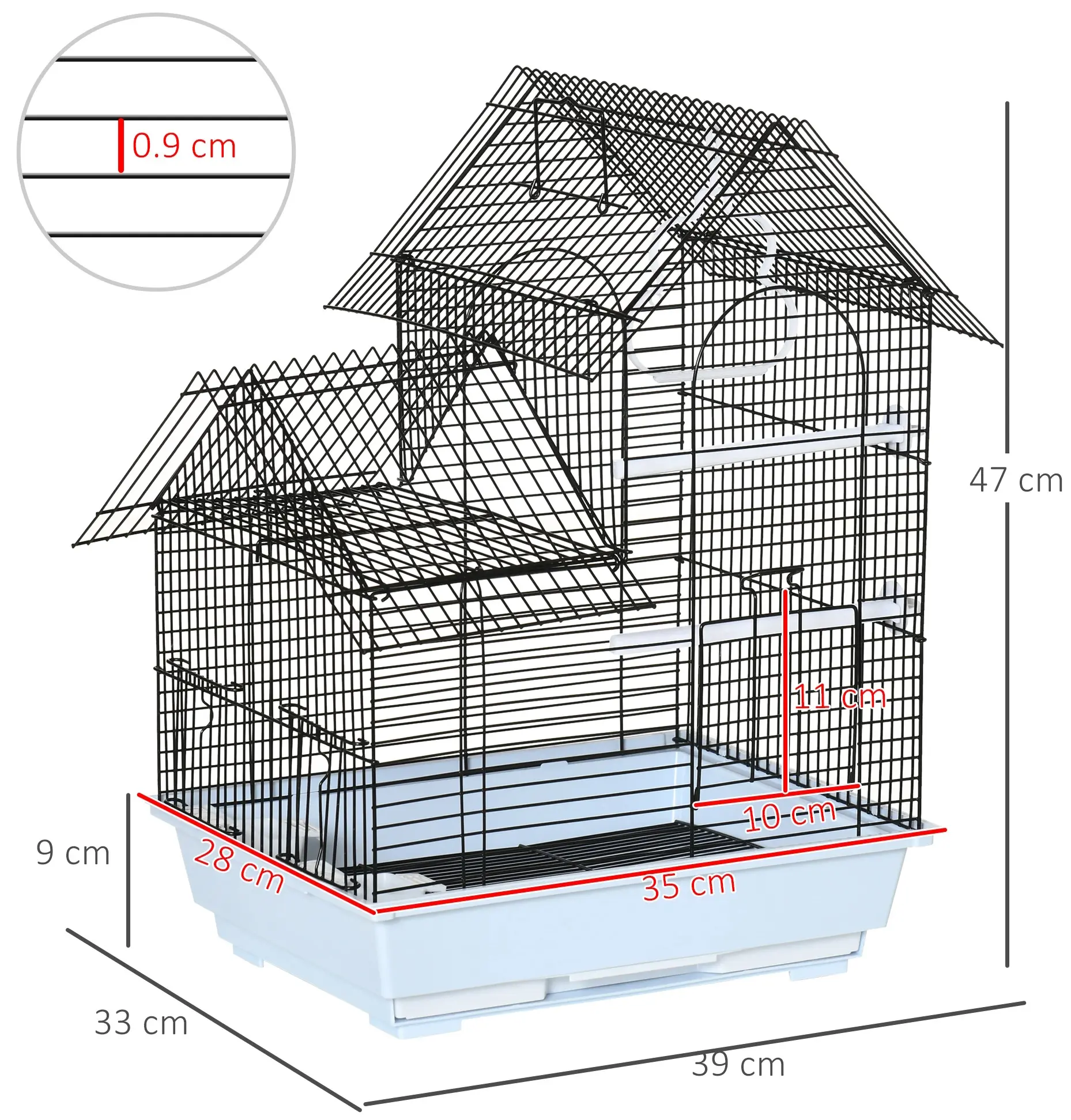 Colivie pentru pasari PawHut D10-063V01WT (Black) - 3