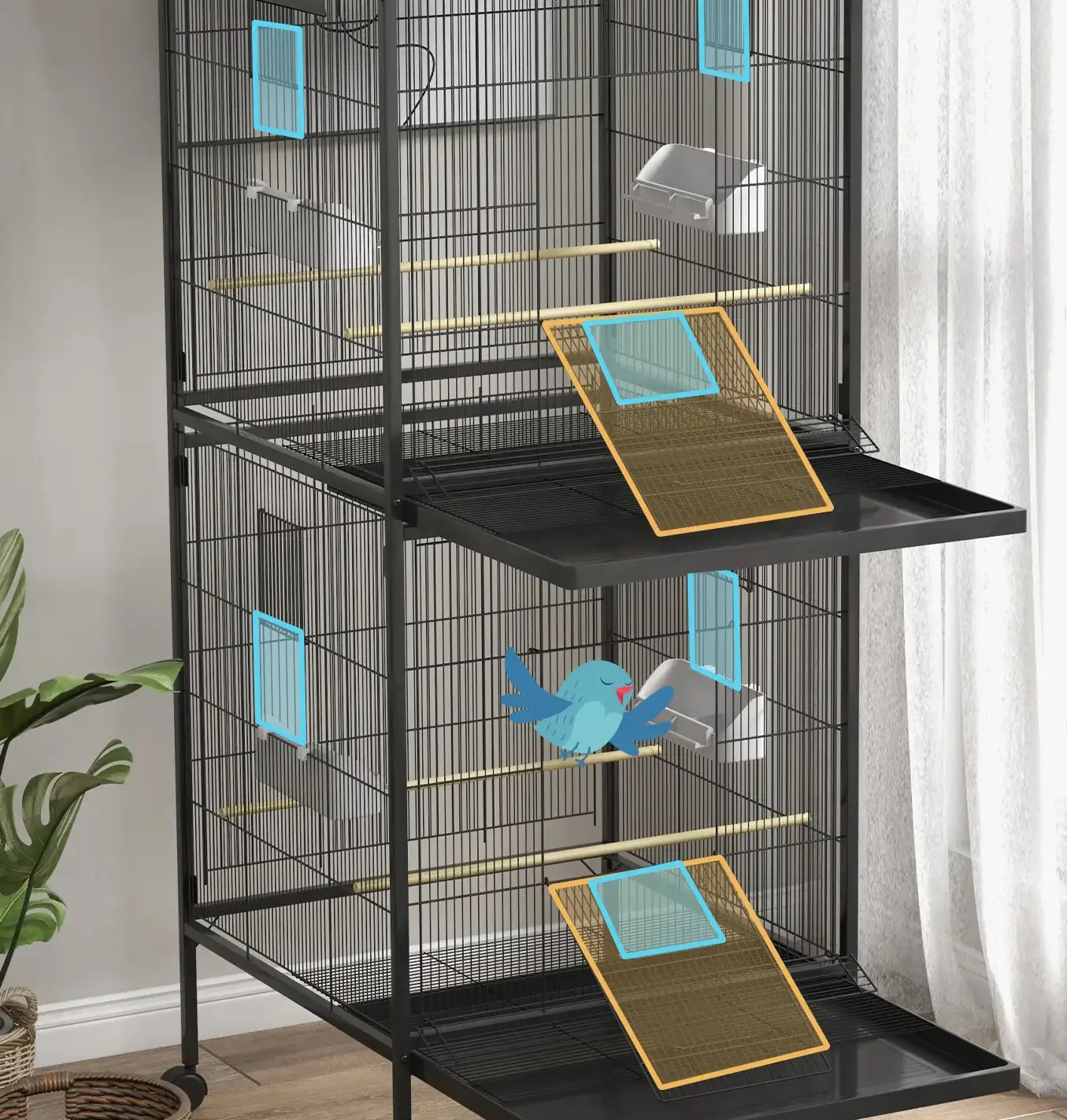 Colivie pentru pasari PawHut D10-065V01BK (Black) - 5