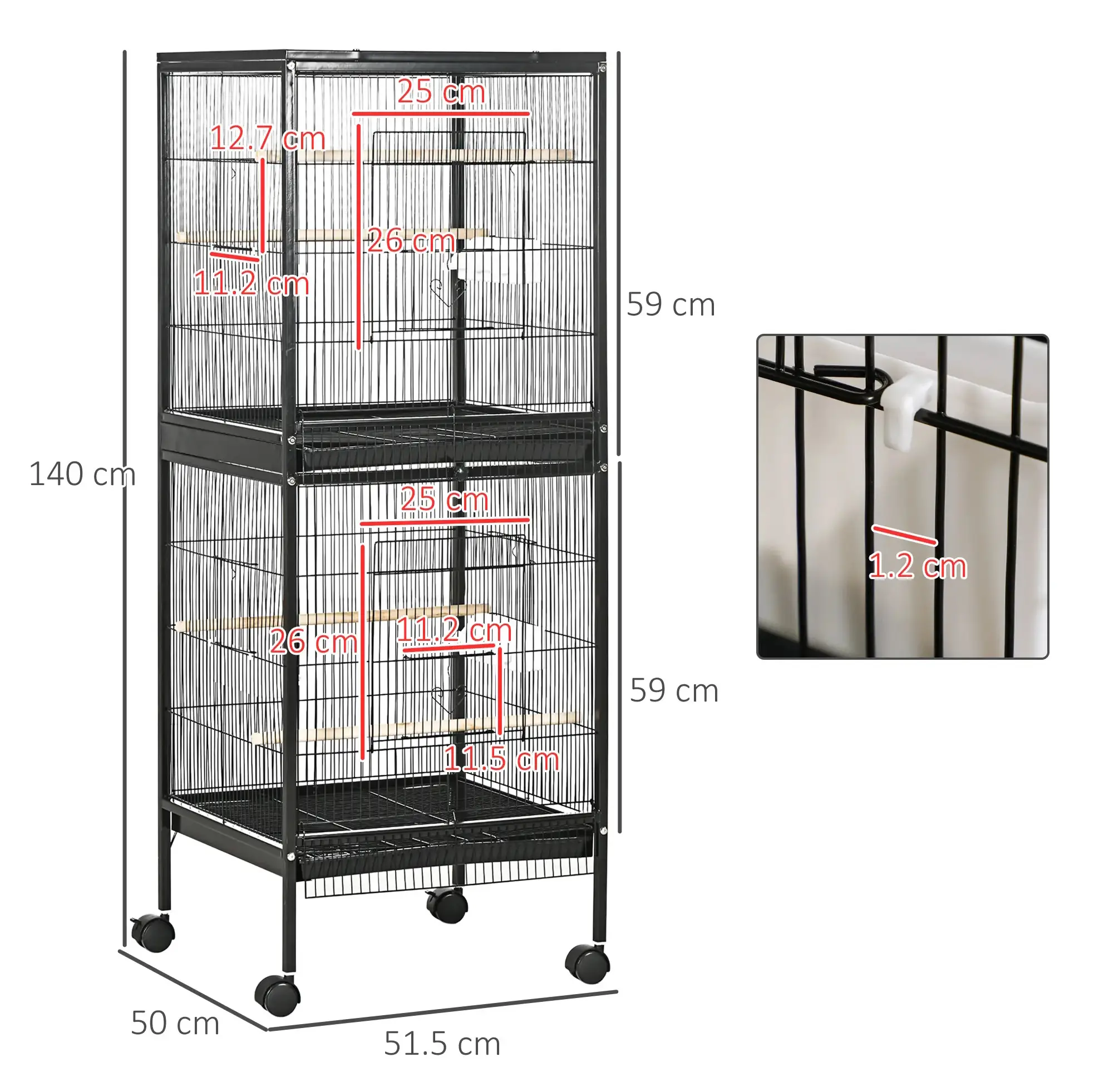 Colivie pentru pasari PawHut D10-074V00BK (Black) - 3