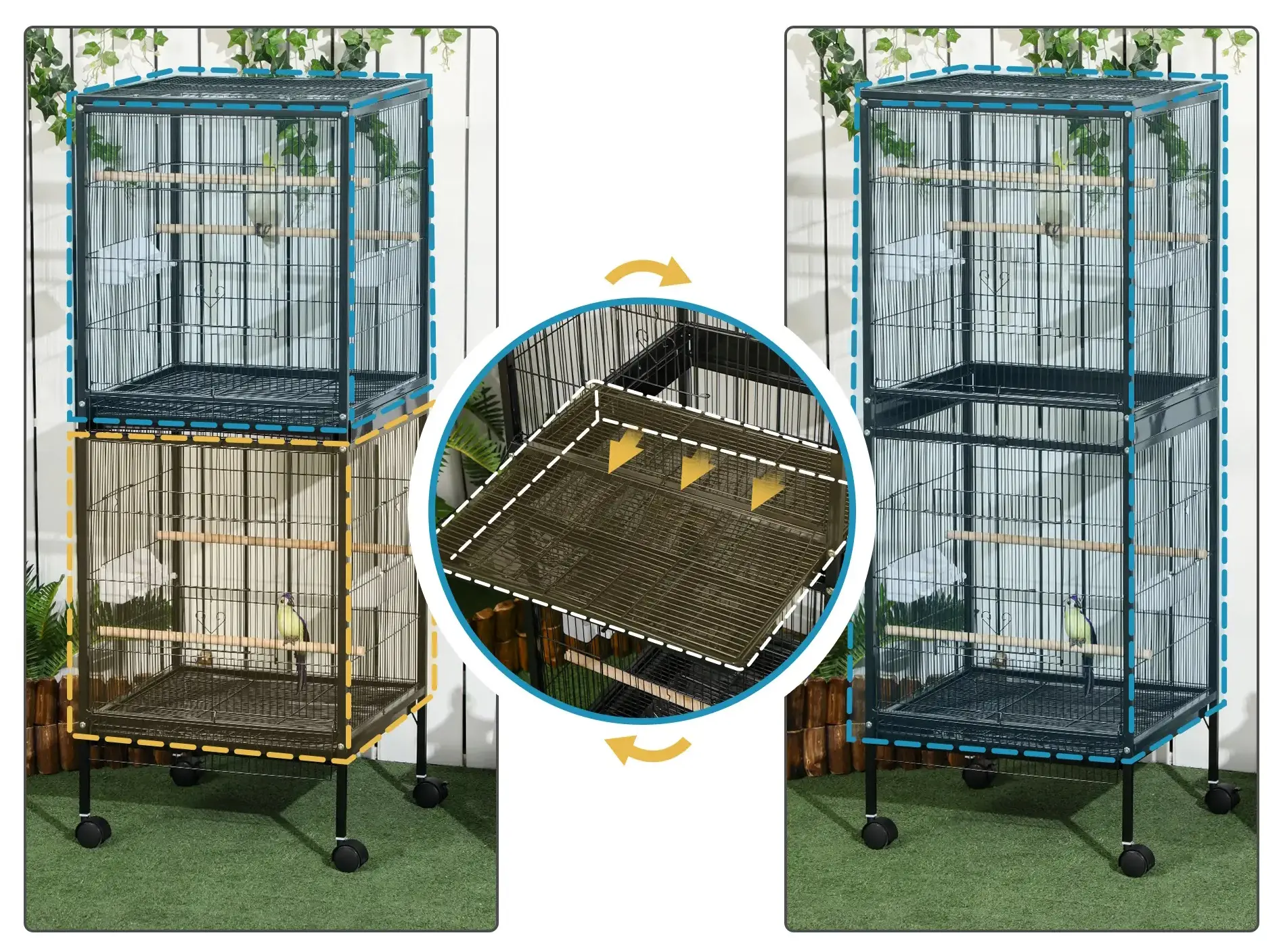 Colivie pentru pasari PawHut D10-074V00BK (Black) - 4