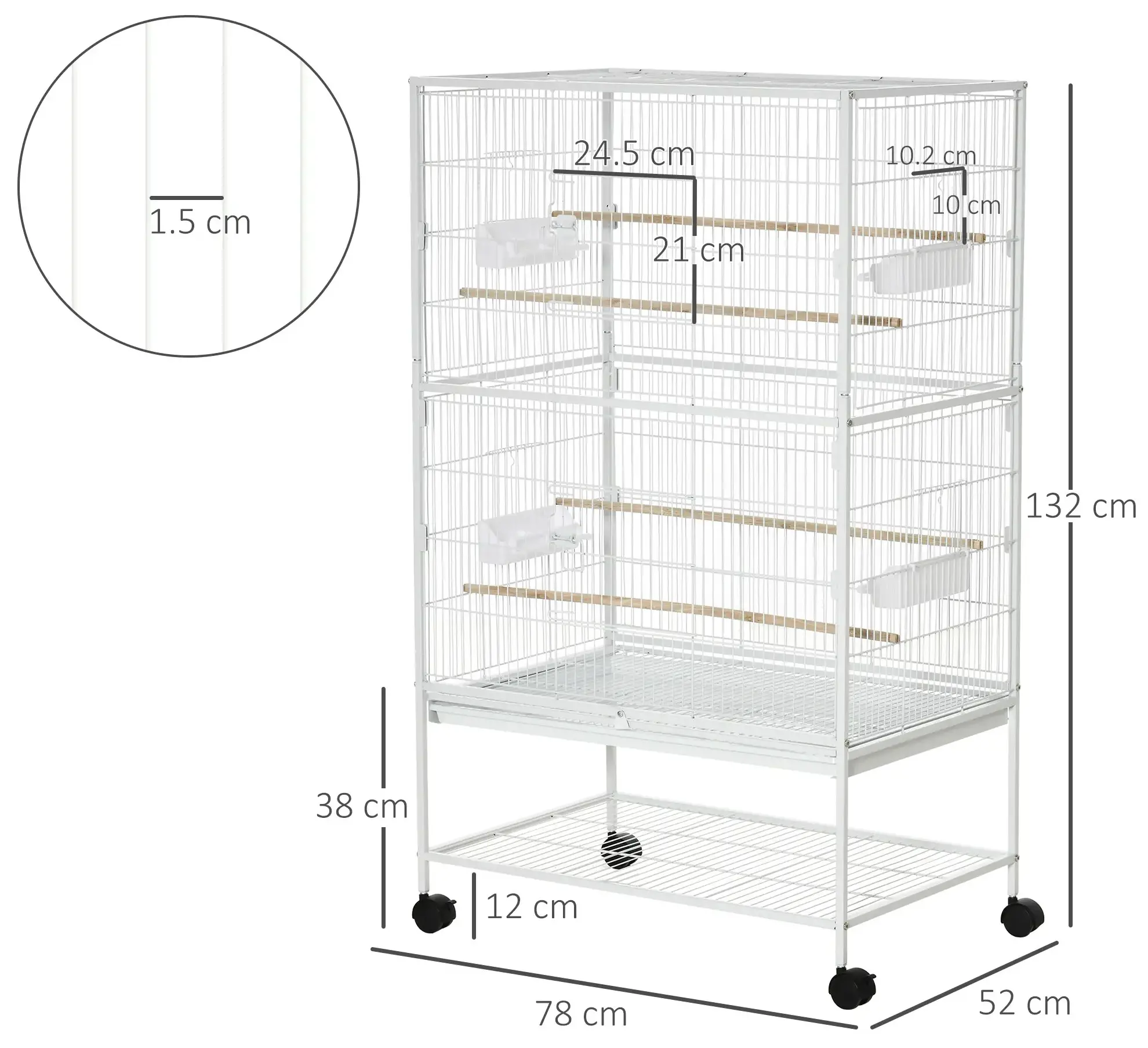 Colivie pentru pasari PawHut D10-075WT (White) - 6
