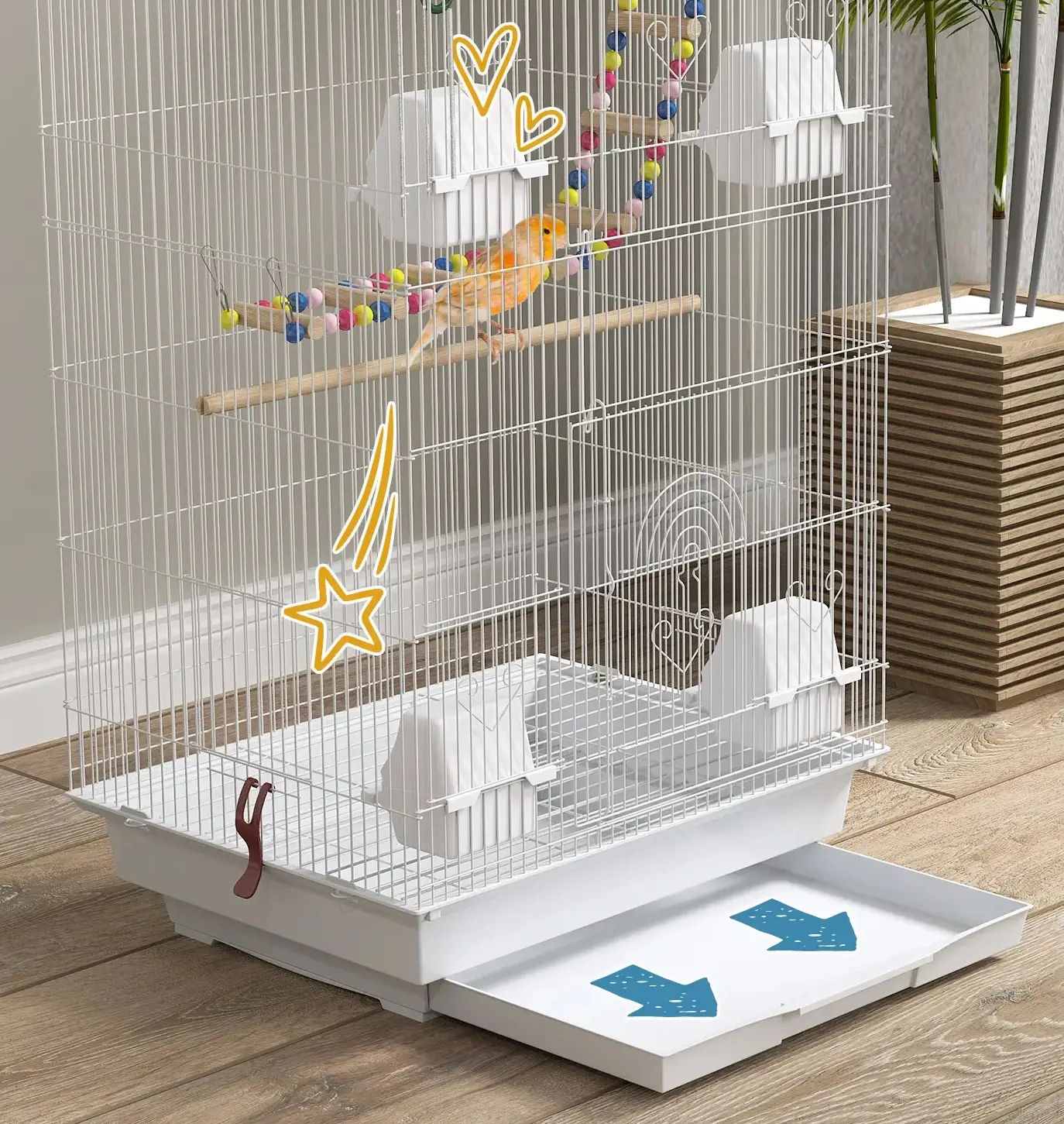 Colivie pentru pasari PawHut D10-081V00WT (White) - 5