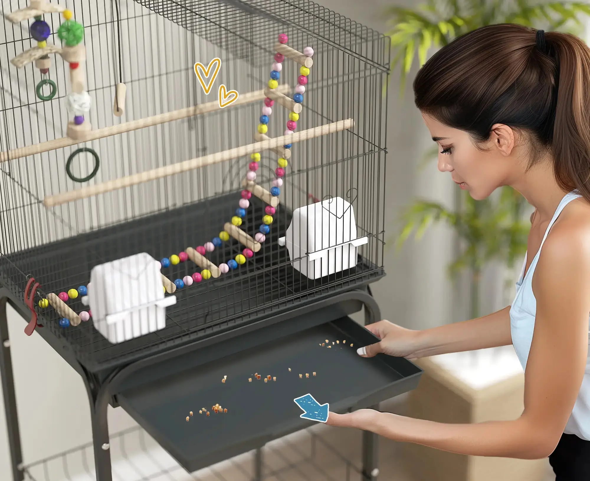 Colivie pentru pasari PawHut D10-081V01BK (Black) - 4