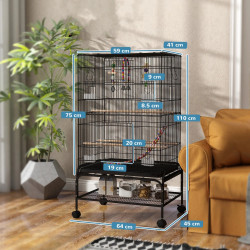 Colivie pentru pasari PawHut D10-090V01BK (Black) Thumb