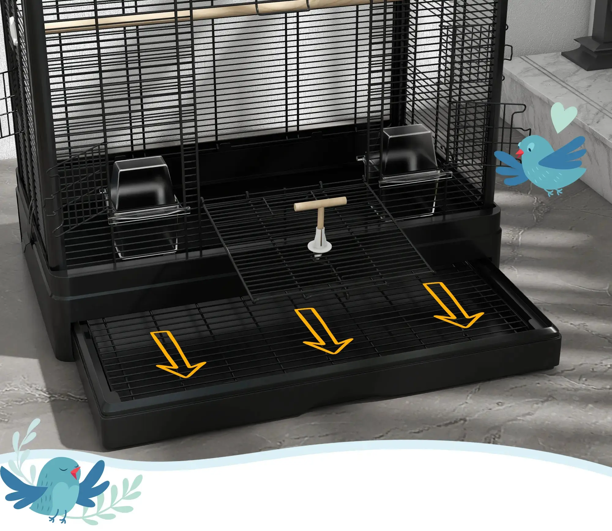 Клетка для птиц PawHut D10-097V01BK (Black) - 7