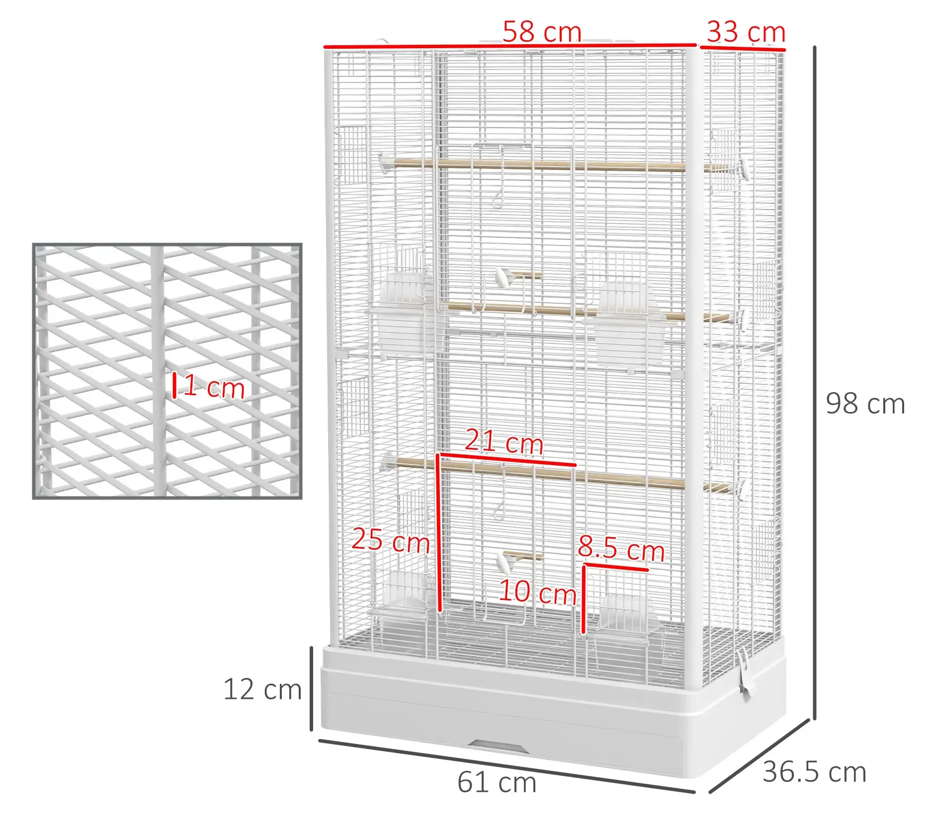Клетка для птиц PawHut D10-097V01WT (White) - 4