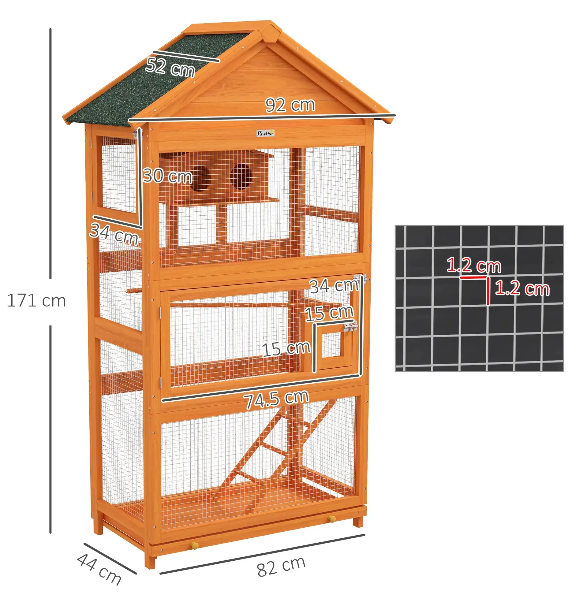 Colivie pentru pasari PawHut D10-098V00OG (Orange) - 3