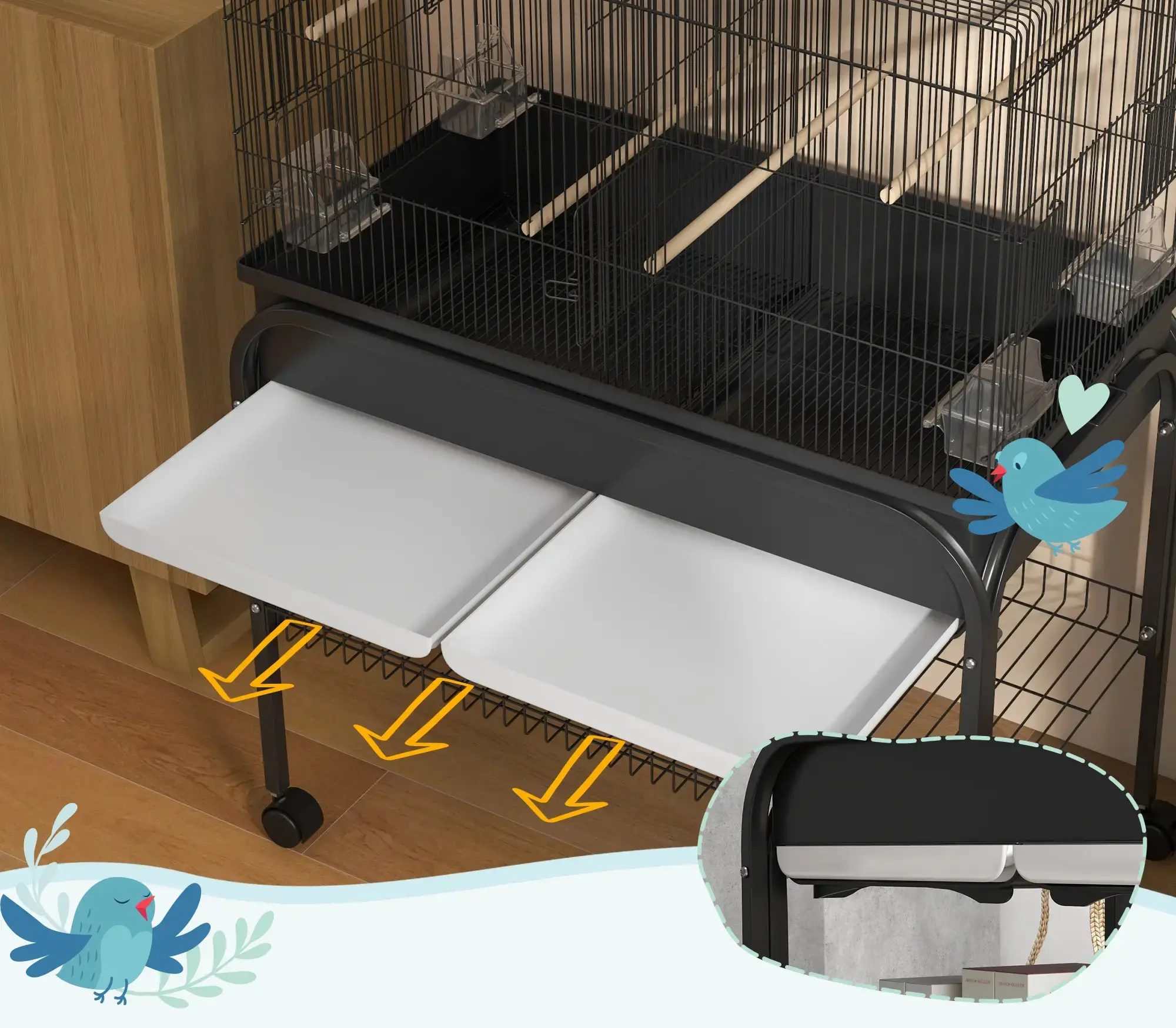 Colivie pentru pasari PawHut D10-100V00BK (Black) - 5