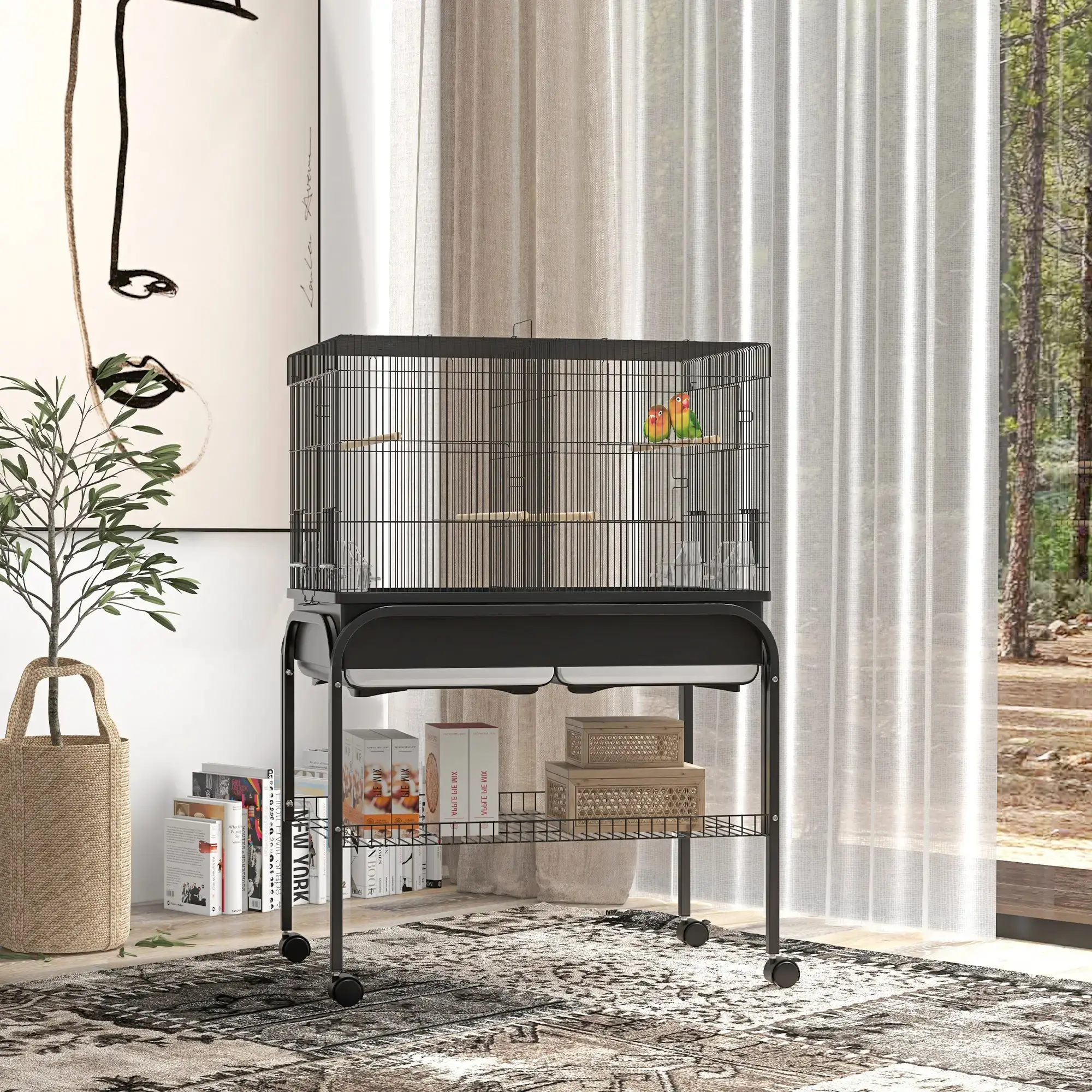 Colivie pentru pasari PawHut D10-100V00BK (Black) - 6