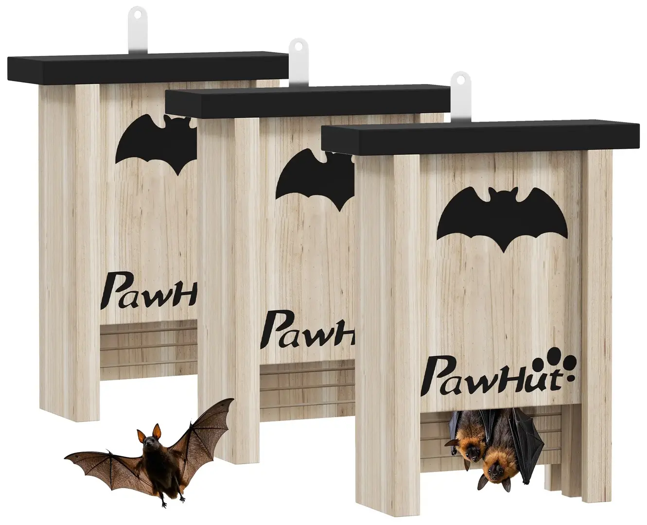 Set casute pentru lilieci PawHut D51-470V00ND (Natural)