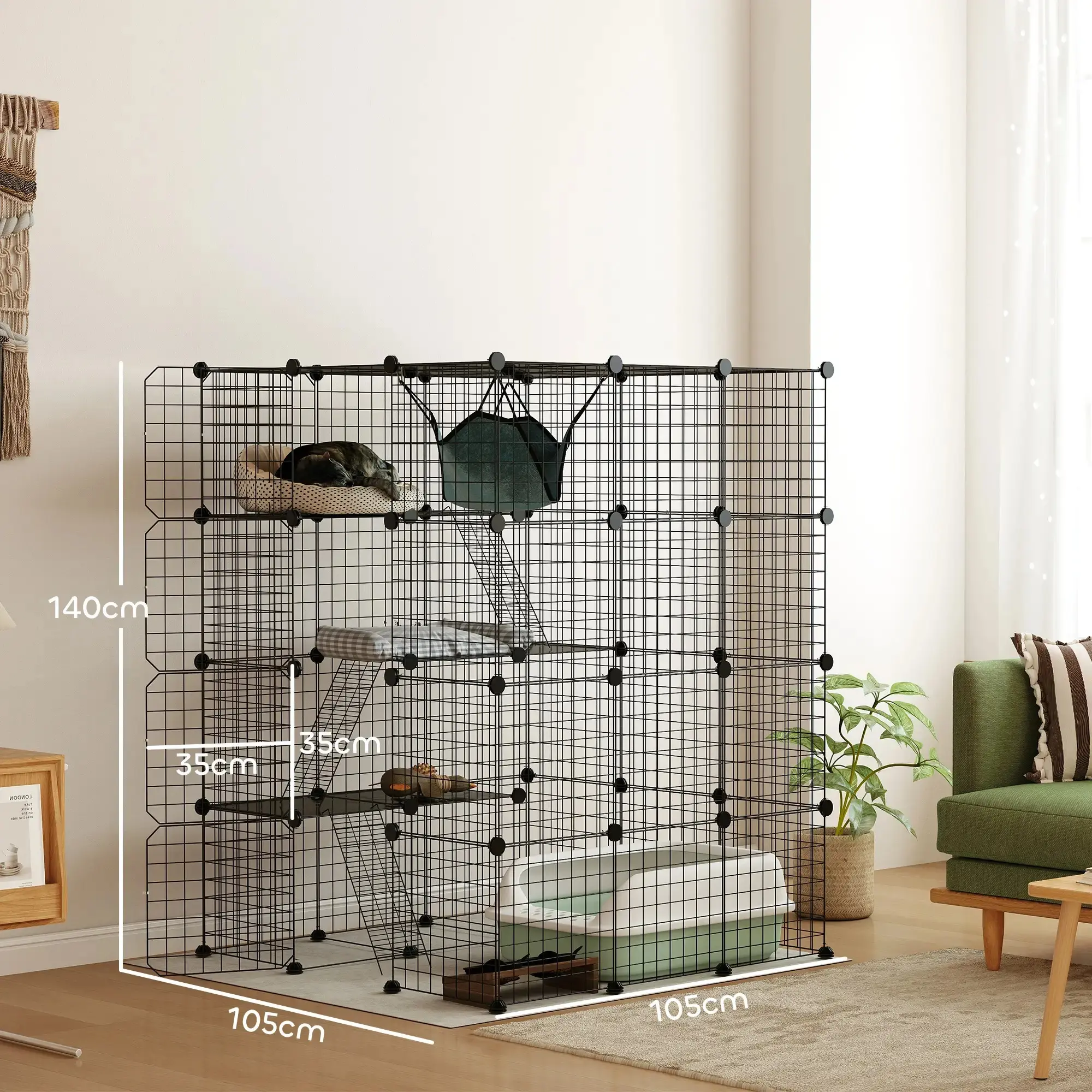 Модульный домик для кошек PawHut D51-453V00BK (Black) - 3