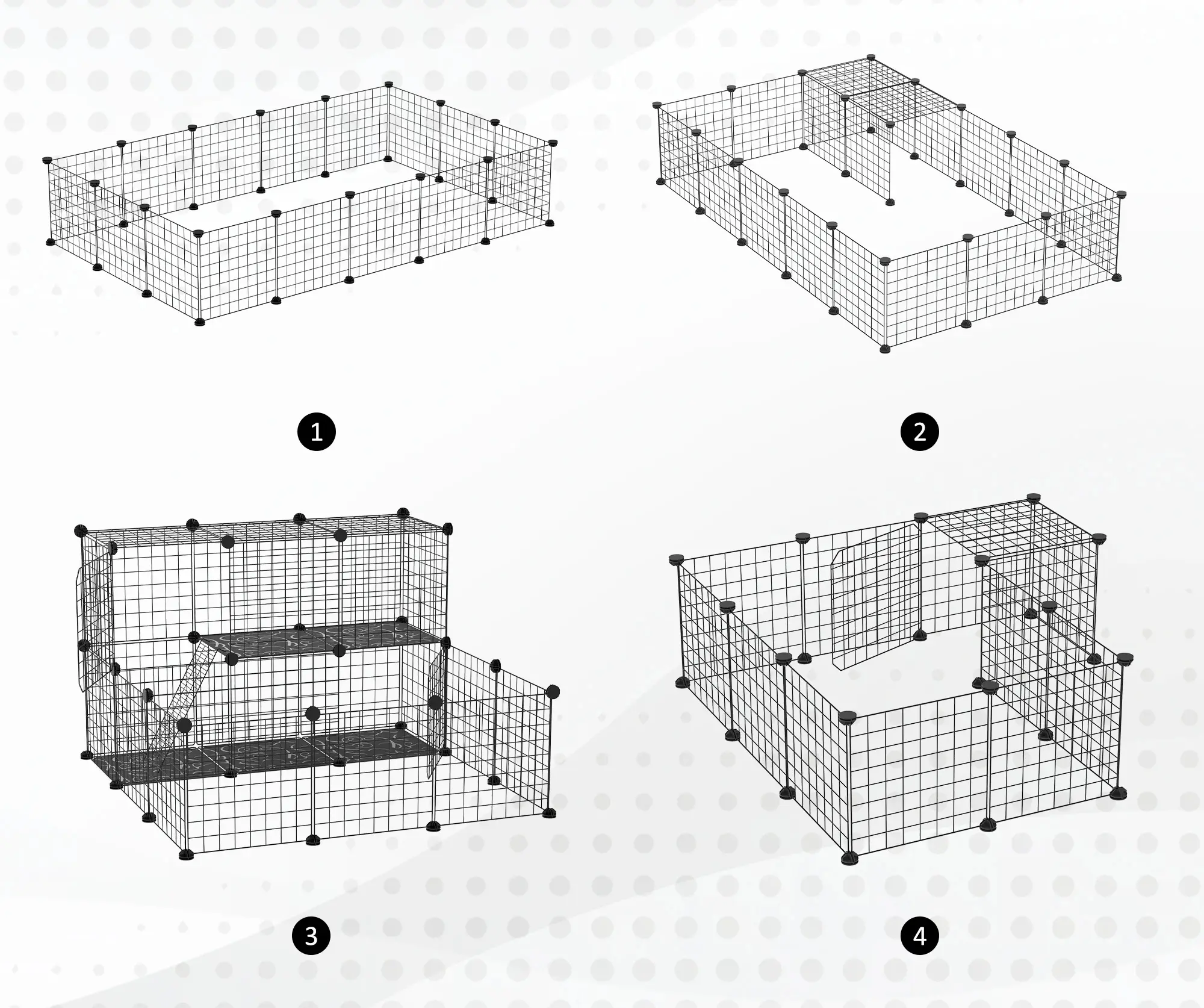Cusca modulara pentru animale mici PawHut D51-255 (Black) - 3