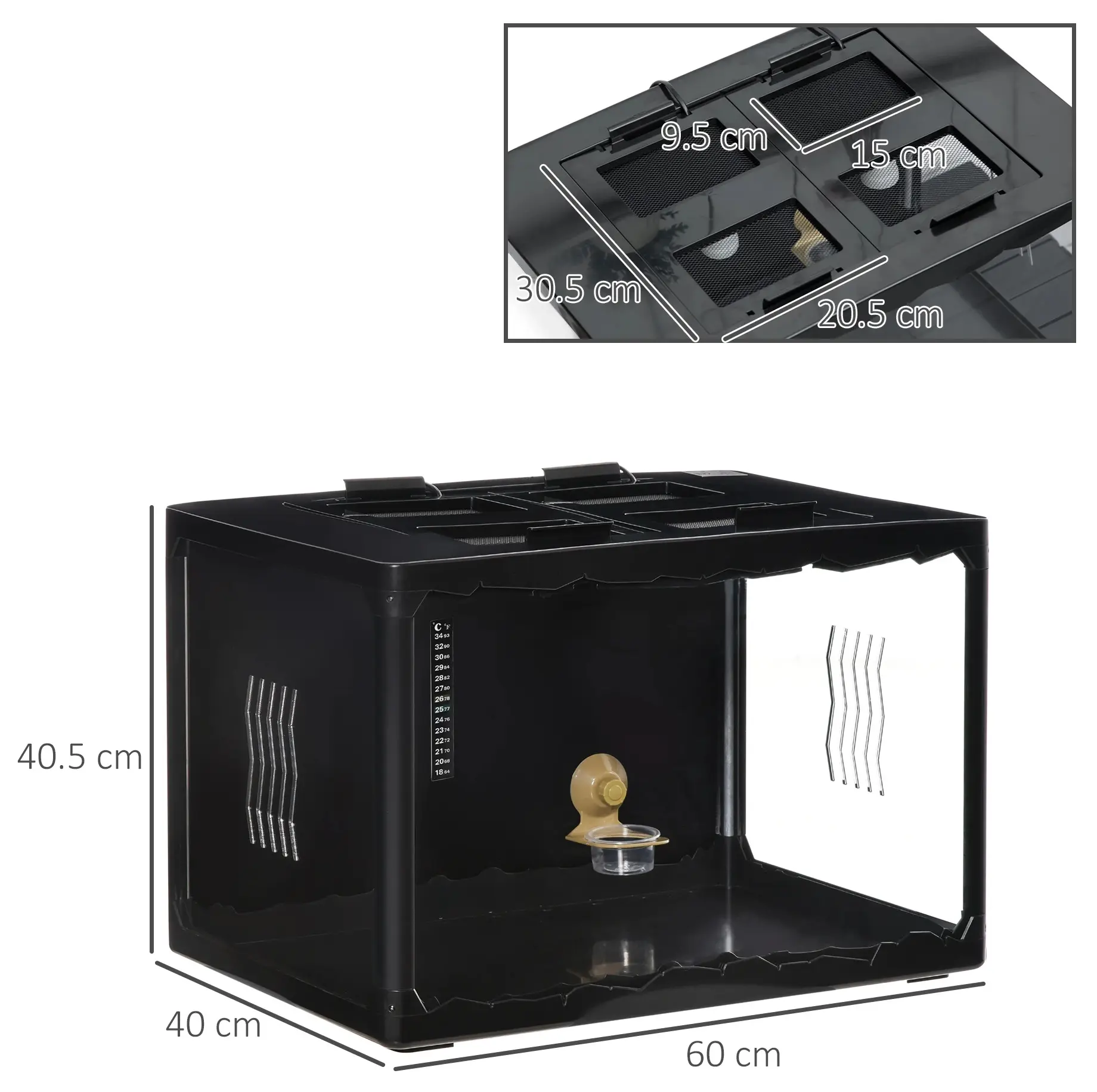 Terariu pentru reptile PawHut D40-017V90 (Black) - 2