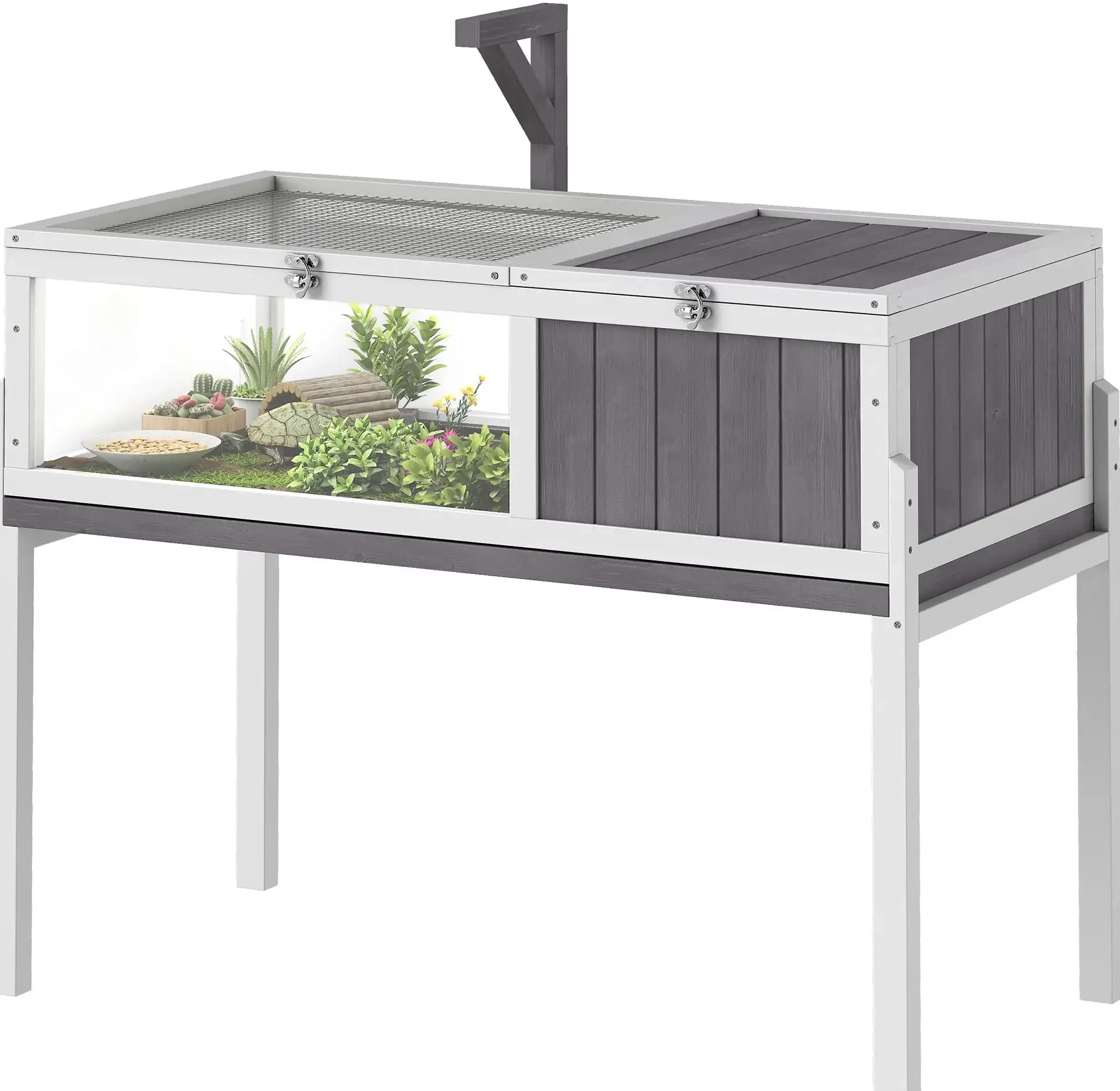 Terariu pentru reptile PawHut D40-054V00GY (Grey/White) - 2
