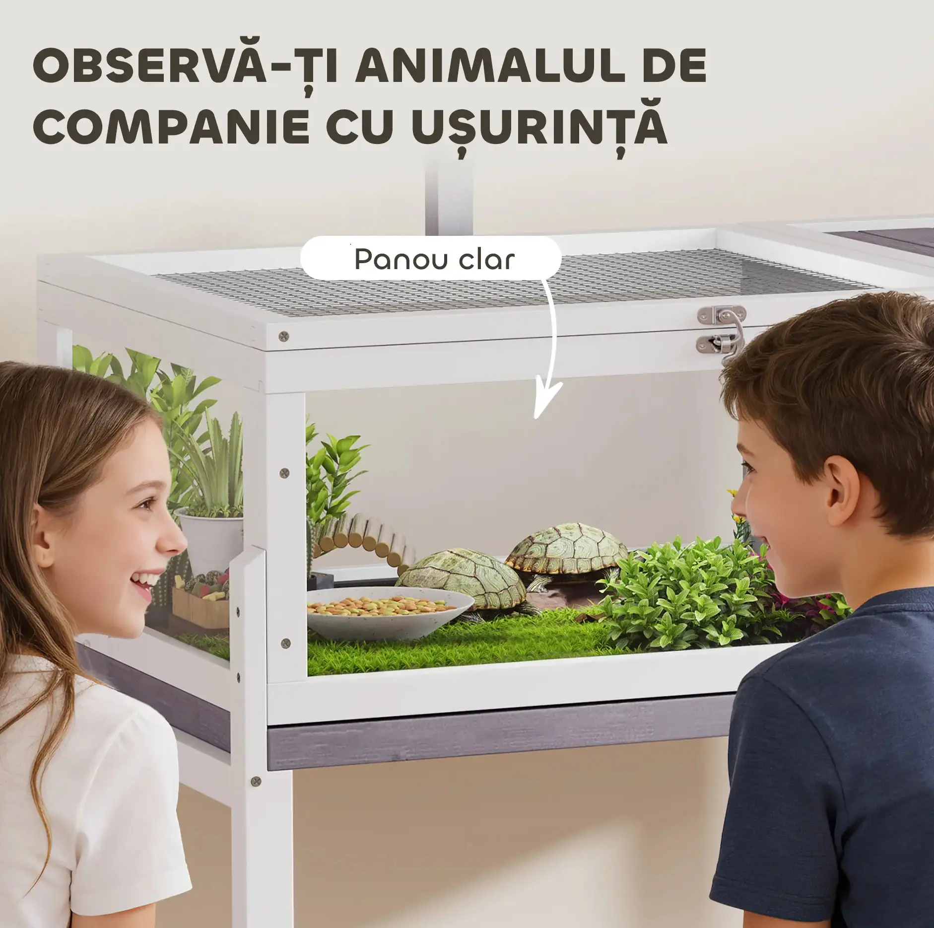 Terariu pentru reptile PawHut D40-054V00GY (Grey/White) - 10