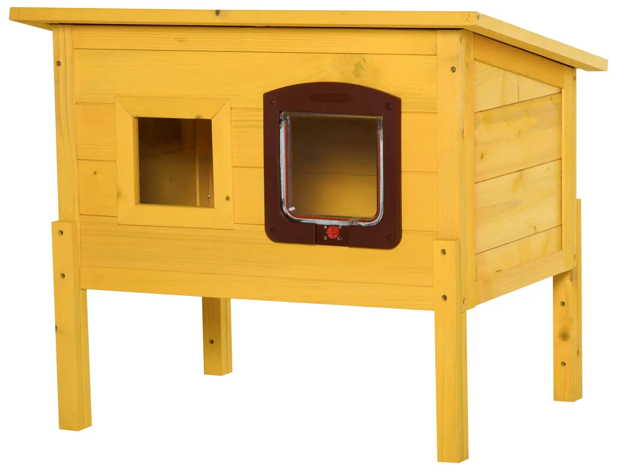 Casuta exterior pentru pisici/animale mici PawHut D30-130 (Yellow) - 2