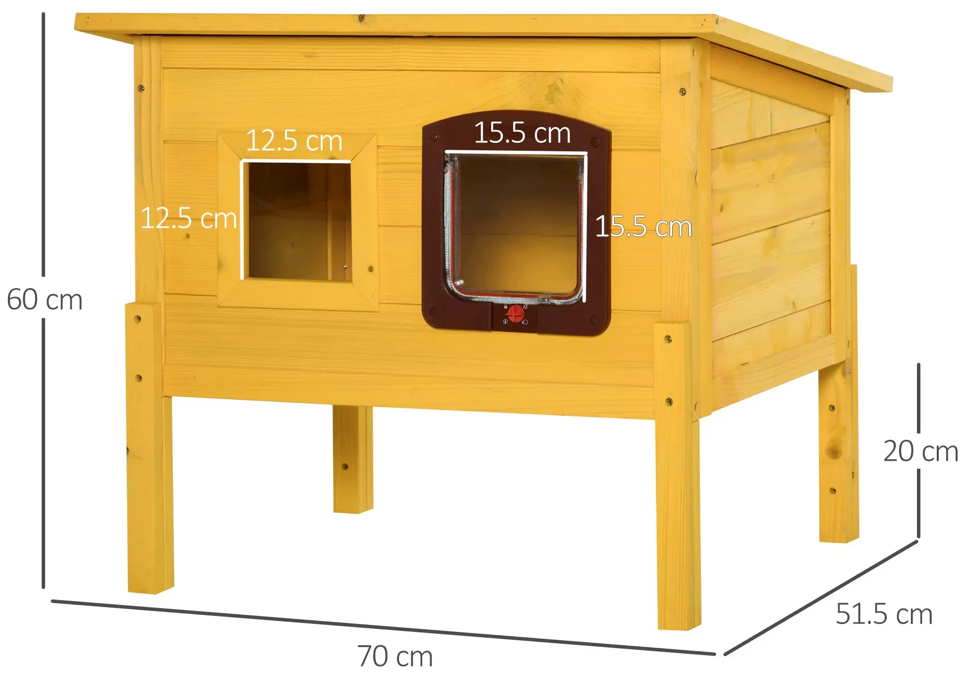 Casuta exterior pentru pisici/animale mici PawHut D30-130 (Yellow) - 4