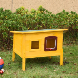 Casuta exterior pentru pisici/animale mici PawHut D30-130 (Yellow) Thumb