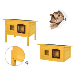 Casuta exterior pentru pisici/animale mici PawHut D30-130 (Yellow) Thumb