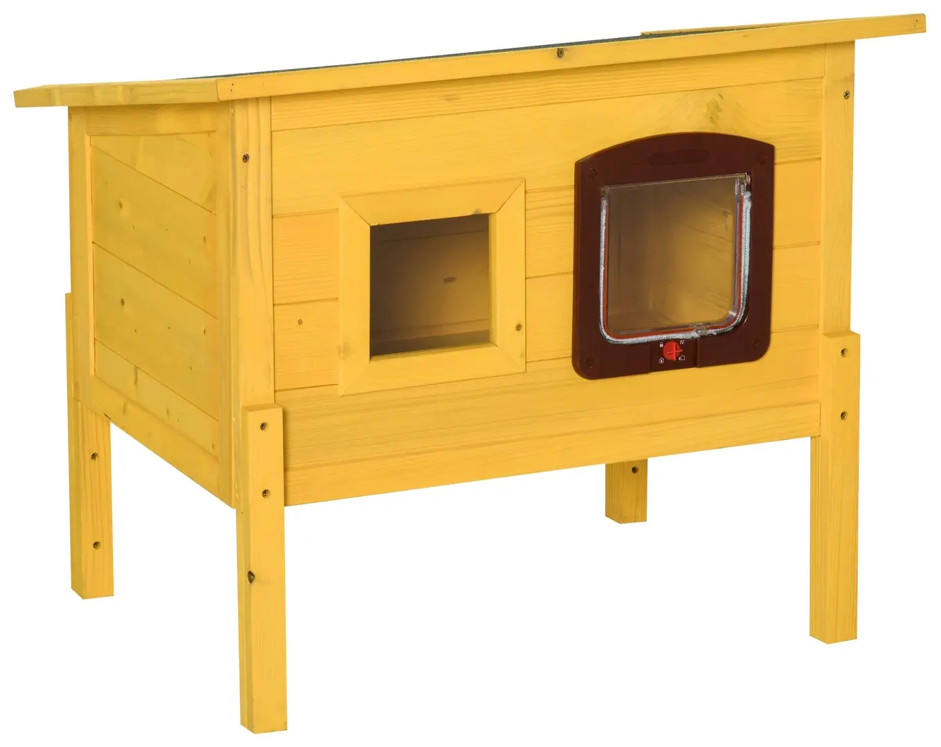 Casuta exterior pentru pisici/animale mici PawHut D30-130 (Yellow)