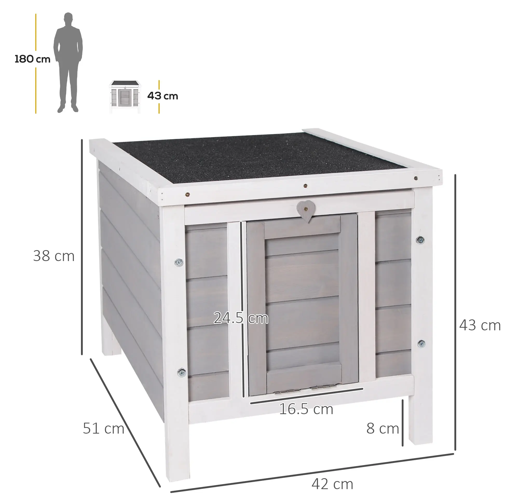 Уличный домик для кошек/мелких животных PawHut D51-127GY (Grey) - 4