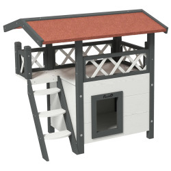 Casuta pentru pisici de exterior PawHut D30-076V02WT (Grey/White/Red) Thumb