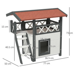 Casuta pentru pisici de exterior PawHut D30-076V02WT (Grey/White/Red) Thumb