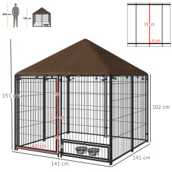 Voliera de exterior pentru caini PawHut D02-057V01CF (Brown/Black) Thumb