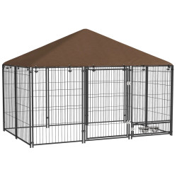 Voliera de exterior pentru caini PawHut D02-057V02CF (Brown/Black) Thumb