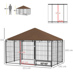 Voliera de exterior pentru caini PawHut D02-057V02CF (Brown/Black) Thumb