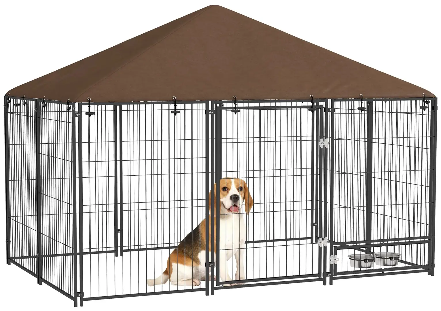 Voliera de exterior pentru caini PawHut D02-057V02CF (Brown/Black)